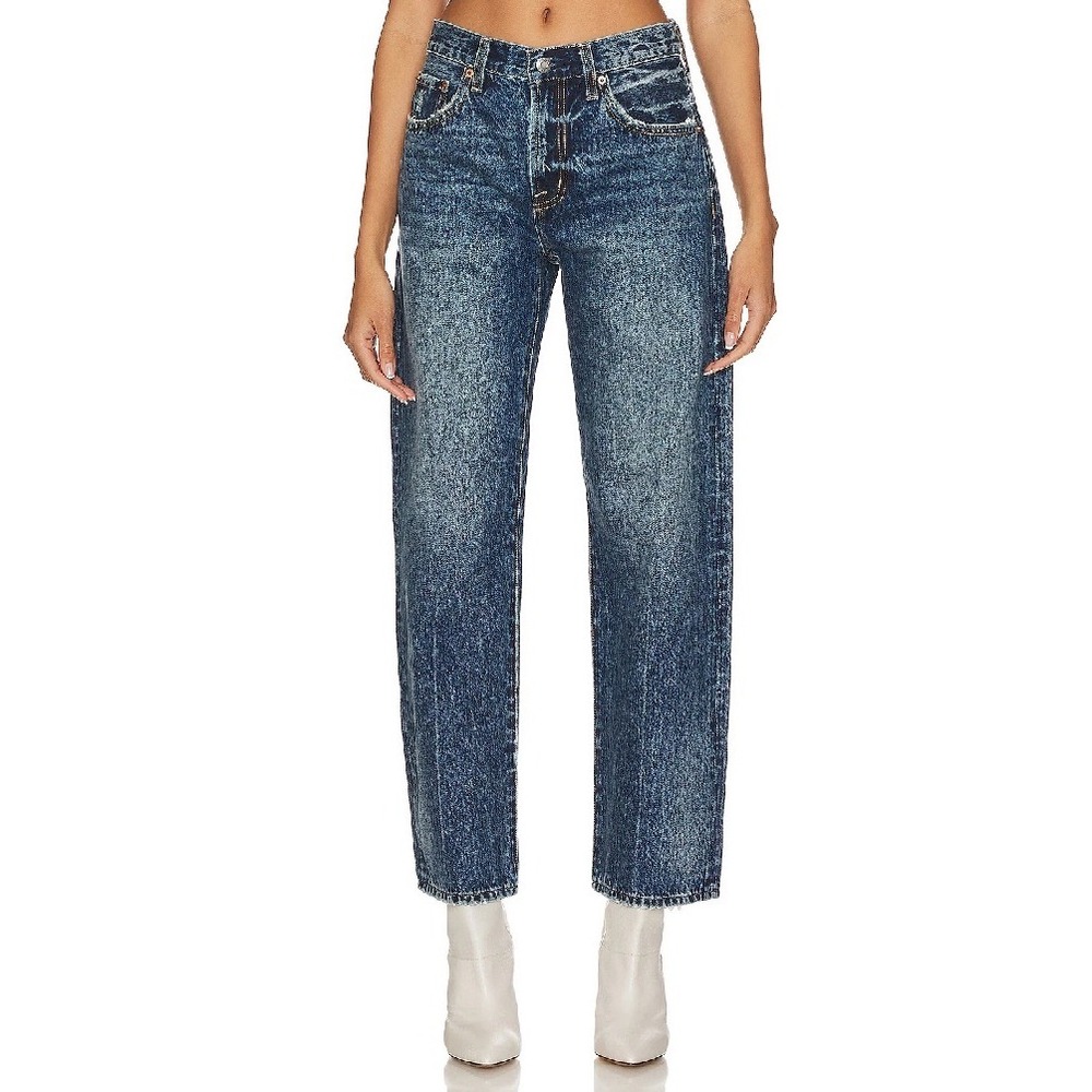 Pistola Lexi Artisan Mid Rise Bowed Straight Jeans Blue Size 25 New With Tags